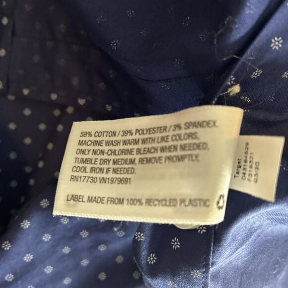 Goodfellow Co Mens S Navy Blue Dot Print Long Sleeve Slim Button Up Shirt New - Picture 6 of 6